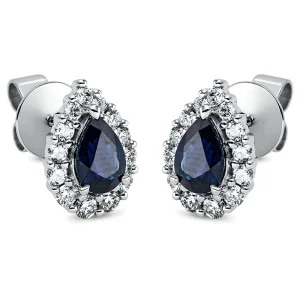 Safyrai - auskarai vinukai su safyrais lašo formos ir deimantais (1.40 ct)