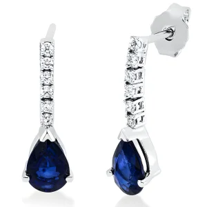 Safyrai - auskarai vinukai su safyrais lašo formos ir deimantais (1.75 ct)