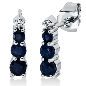 Safyrai - auskarai vinukai su apvaliais safyrais ir deimantais (0.79 ct)