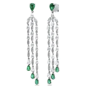 Išskirtiniai smaragdai - auskarai su smaragdais lašo formos ir deimantais (4.62 ct)