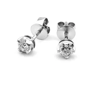 Gold earrings with diamonds „Diamond Snowflakes”