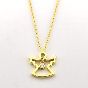 Paauksuotas pakabukas „Angeliukas" su cirkoniu iš kolekcijos „Baby Fashion Gold"