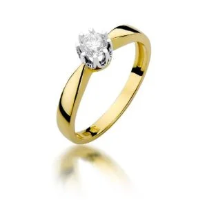 Golden Eustoma – Classic yellow gold ring with a diamond