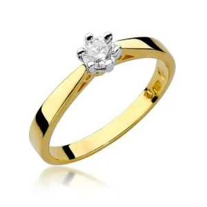 Klasyczny pierścionek zaręczynowy z żółtego złota z diamentem Złota Elegancja