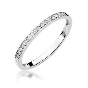 Balto aukso žiedas su briliantais – deimantinė juostelė (0,09 ct)