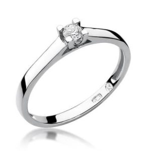 Klasikinis balto aukso sužadėtuvių žiedas su deimantu HydraBrilliance