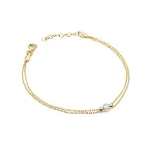 Auksinis Spindulys – Geltono aukso apyrankė su deimantu (0,10 ct)