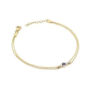 Safyrų Prabanga – Geltono aukso apyrankė su safyru ir deimantais