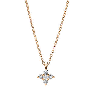 Auksinis kryželis su deimantais ir grandinėlė (0.25 ct)