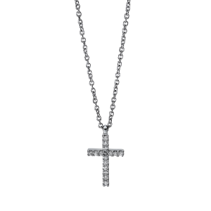 Auksinis kryželis su deimantais ir grandinėlė (0.08 ct)