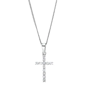 Auksinis kryželis su deimantais ir grandinėlė (0.15 ct)