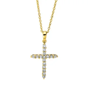 Auksinis kryželis su deimantais ir grandinėlė (0.25 ct)