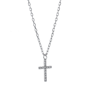 Auksinis kryželis su deimantais ir grandinėlė (0.06 ct)