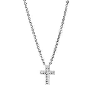 Auksinis kryželis su deimantais ir grandinėlė (0.09 ct)