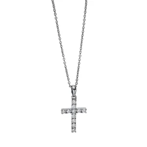 Auksinis kryželis su deimantais ir grandinėlė (0.20 ct)