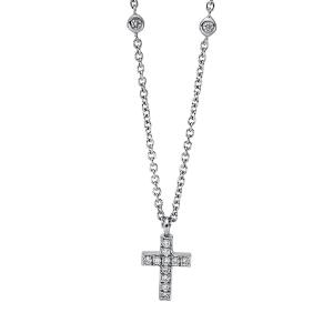 Auksinis kryželis su deimantais ir grandinėlė (0.08 ct)