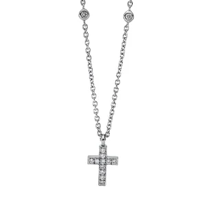 Auksinis kryželis su deimantais ir grandinėlė (0.08 ct)