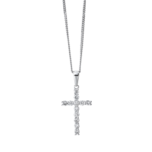 Auksinis kryželis su deimantais ir grandinėlė (0.51 ct)