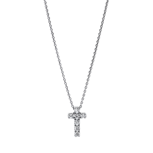 Auksinis kryželis su deimantais ir grandinėlė (0.10 ct)