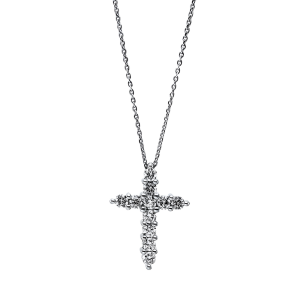 Auksinis kryželis su deimantais ir grandinėlė (0.90 ct)