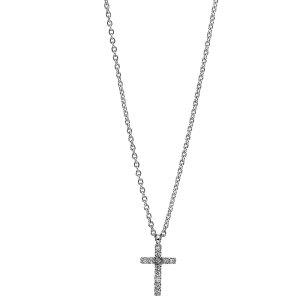 Auksinis kryželis su deimantais ir grandinėlė (0.03 ct)