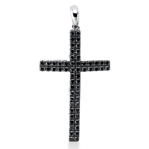 Auksinis kryželis su juodais deimantais (0.44 ct)