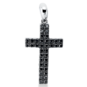 Auksinis kryželis su juodais deimantais (0.25 ct)