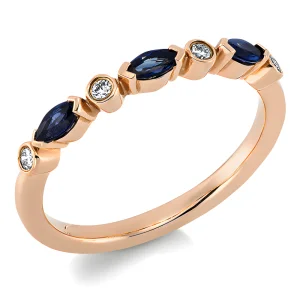 0.36 ct žiedas su safyrais ir deimantais