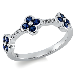 0.56 ct žiedas su safyrais ir deimantais