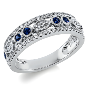 0.52 ct žiedas su safyrais ir deimantais