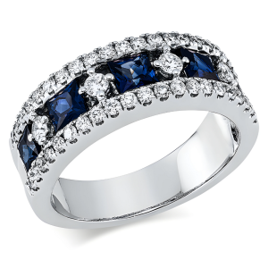 1.88 ct žiedas su safyrais ir deimantais