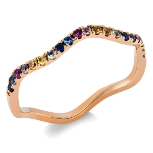 0.28 ct auksinis žiedas su spalvotais safyrais