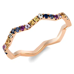 0.29 ct auksinis žiedas su spalvotais safyrais