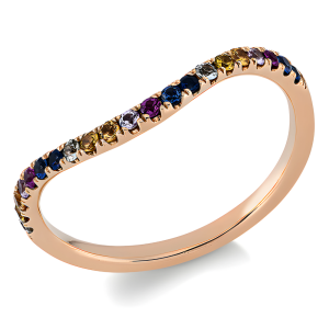 0.27 ct auksinis žiedas su spalvotais safyrais