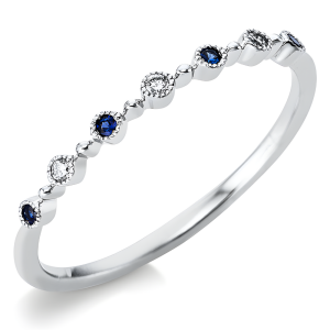 0.07 ct žiedas su safyrais ir deimantais