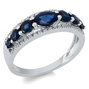 1.68 ct žiedas su safyrais ir deimantais