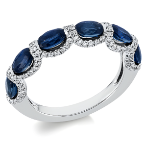 2.45 ct žiedas su safyrais ir deimantais