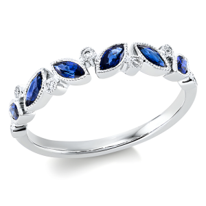 0.55 ct žiedas su safyrais ir deimantais