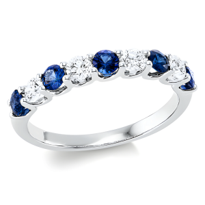 1.02 ct žiedas su safyrais ir deimantais