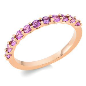 0.63 ct auksinis žiedas su rožiniais safyrais
