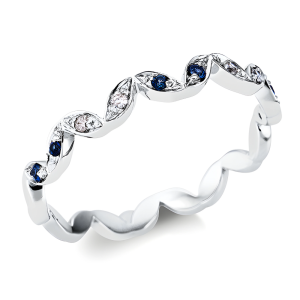 0.14 ct žiedas su safyrais ir deimantais