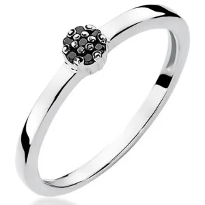 Halo sužadėtuvių žiedas su juodais deimantais – Beta (0,04 ct)