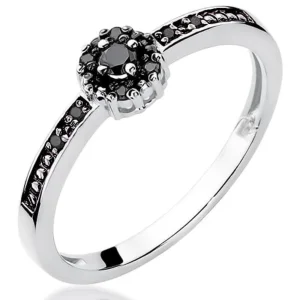 Halo sužadėtuvių žiedas su juodais deimantais – Brilliance (0,09 ct)