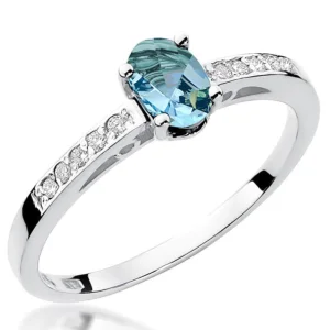 Modernus sužadėtuvių žiedas su topazu ir deimantais – Topazas (0.55 ct)