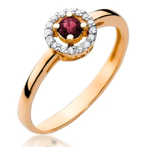 Halo sužadėtuvių žiedas su rubinu ir deimantais - Rubino bučinys (0.23 ct)