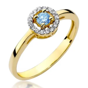 Halo sužadėtuvių žiedas su topazu ir deimantais – Myanmar (0.23 ct)