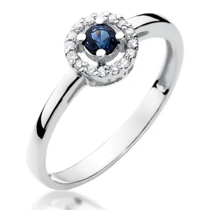 Halo sužadėtuvių žiedas su safyru ir deimantais – Madagascar (0.23 ct)