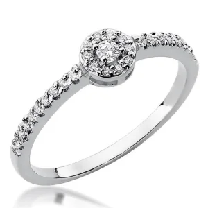 Halo sužadėtuvių žiedas su deimantais – Brilliance (0,19 ct)