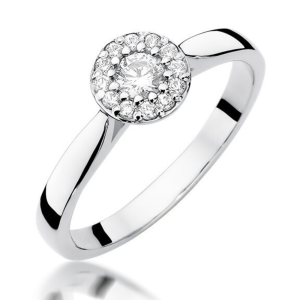 Halo sužadėtuvių žiedas su deimantais (0,22 ct)