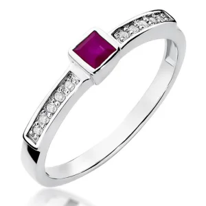 Modernus sužadėtuvių žiedas su rubinu ir deimantais - Mano laimė (0.29 ct)